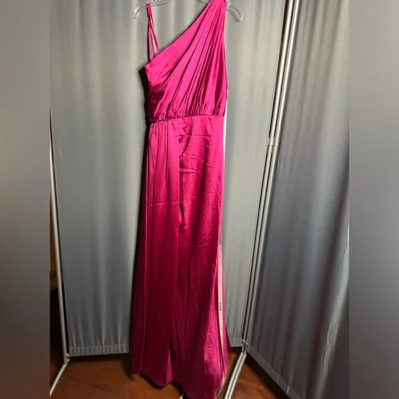 Mac Duggal Fuchsia One-Shoulder Maxi Dress - Picture 8 of 8